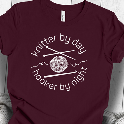 'Knitter by Day, Hooker By Night' t-shirt (design 1)