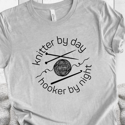 'Knitter by Day, Hooker By Night' t-shirt (design 1)