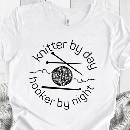 'Knitter by Day, Hooker By Night' t-shirt (design 1)