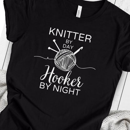 'Knitter by Day, Hooker By Night' t-shirt (design 2)