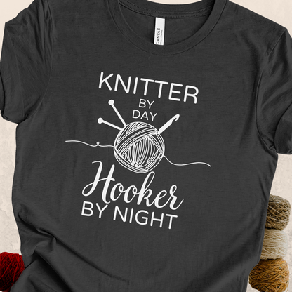 'Knitter by Day, Hooker By Night' t-shirt (design 2)