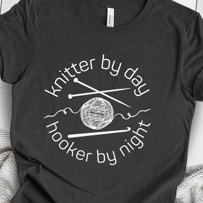 'Knitter by Day, Hooker By Night' t-shirt (design 1)