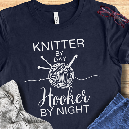 'Knitter by Day, Hooker By Night' t-shirt (design 2)