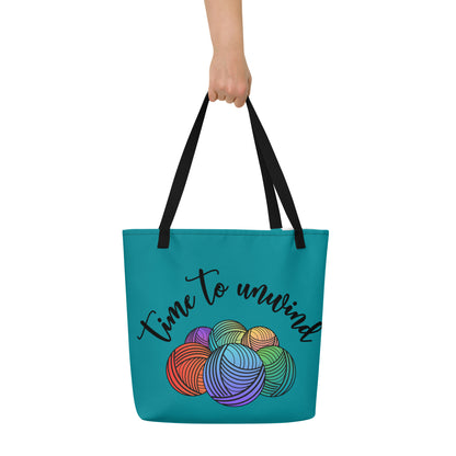 'Time to Unwind' Large Tote Bag