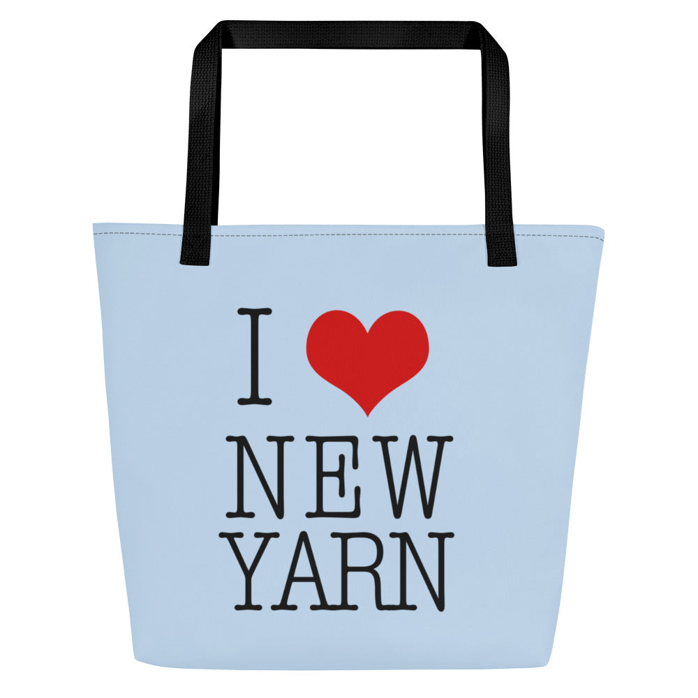 'I *heart* New Yarn' Large  Heavy Duty Tote Bag with Pocket