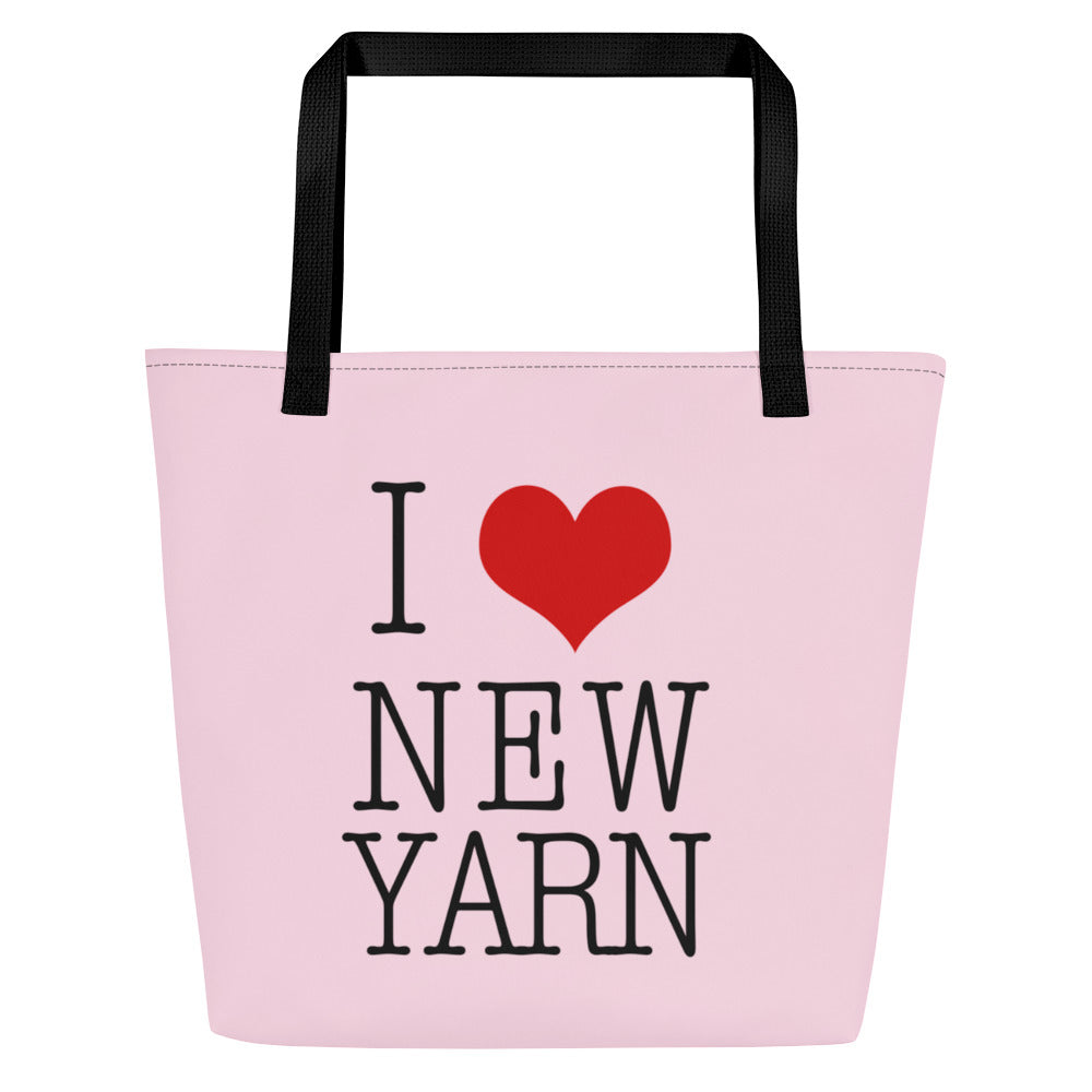 'I *heart* New Yarn' Large  Heavy Duty Tote Bag with Pocket