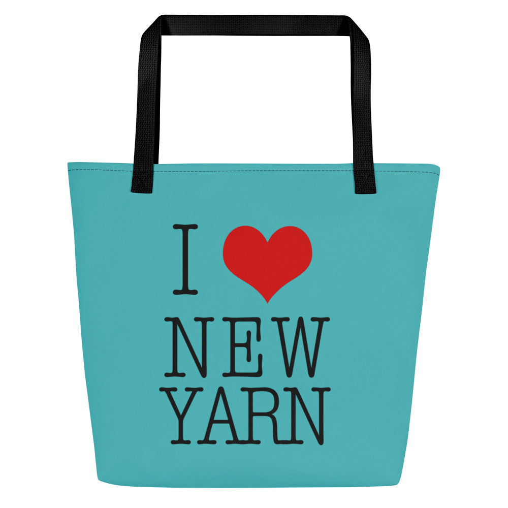 'I *heart* New Yarn' Large  Heavy Duty Tote Bag with Pocket