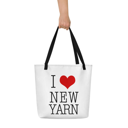 'I *heart* New Yarn' Large  Heavy Duty Tote Bag with Pocket