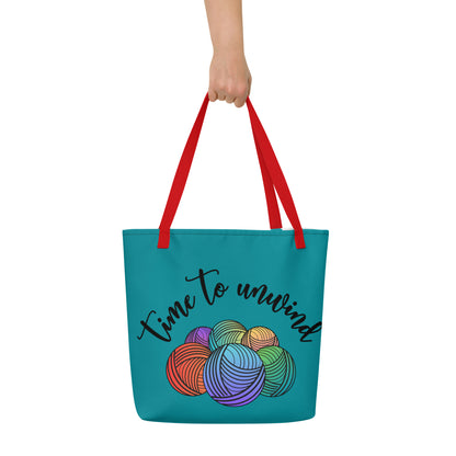 'Time to Unwind' Large Tote Bag