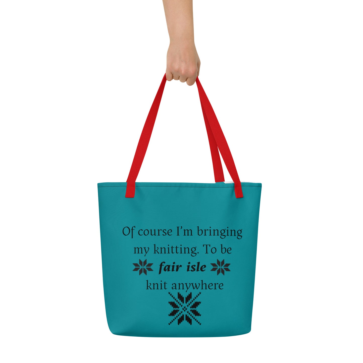 Teal Fair isle' Large Tote Bag