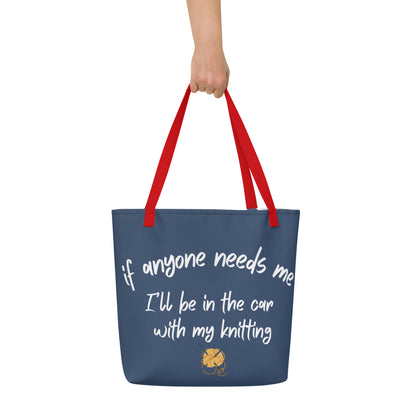 'Car Knitting' Large Tote Bag