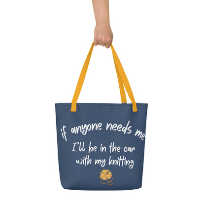 'Car Knitting' Large Tote Bag