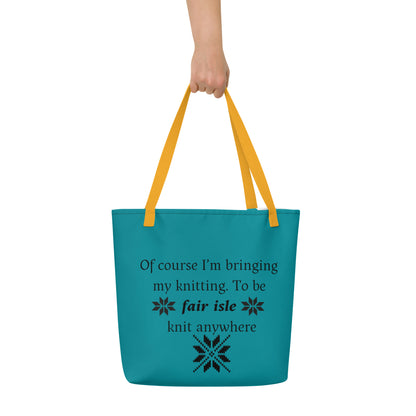 Teal Fair isle' Large Tote Bag