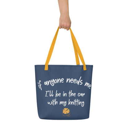 'Car Knitting' Large Tote Bag