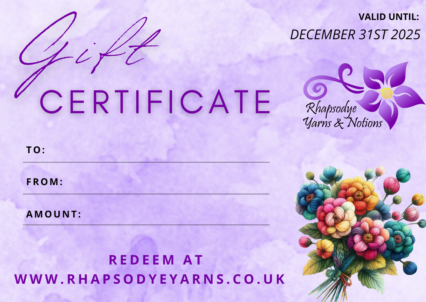 Rhapsodye Yarns Gift Card