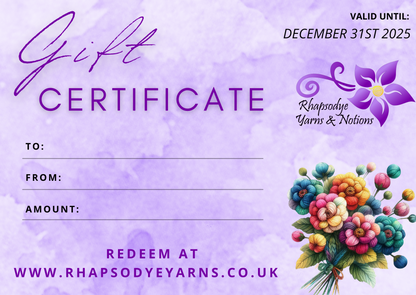 Rhapsodye Yarns Gift Card