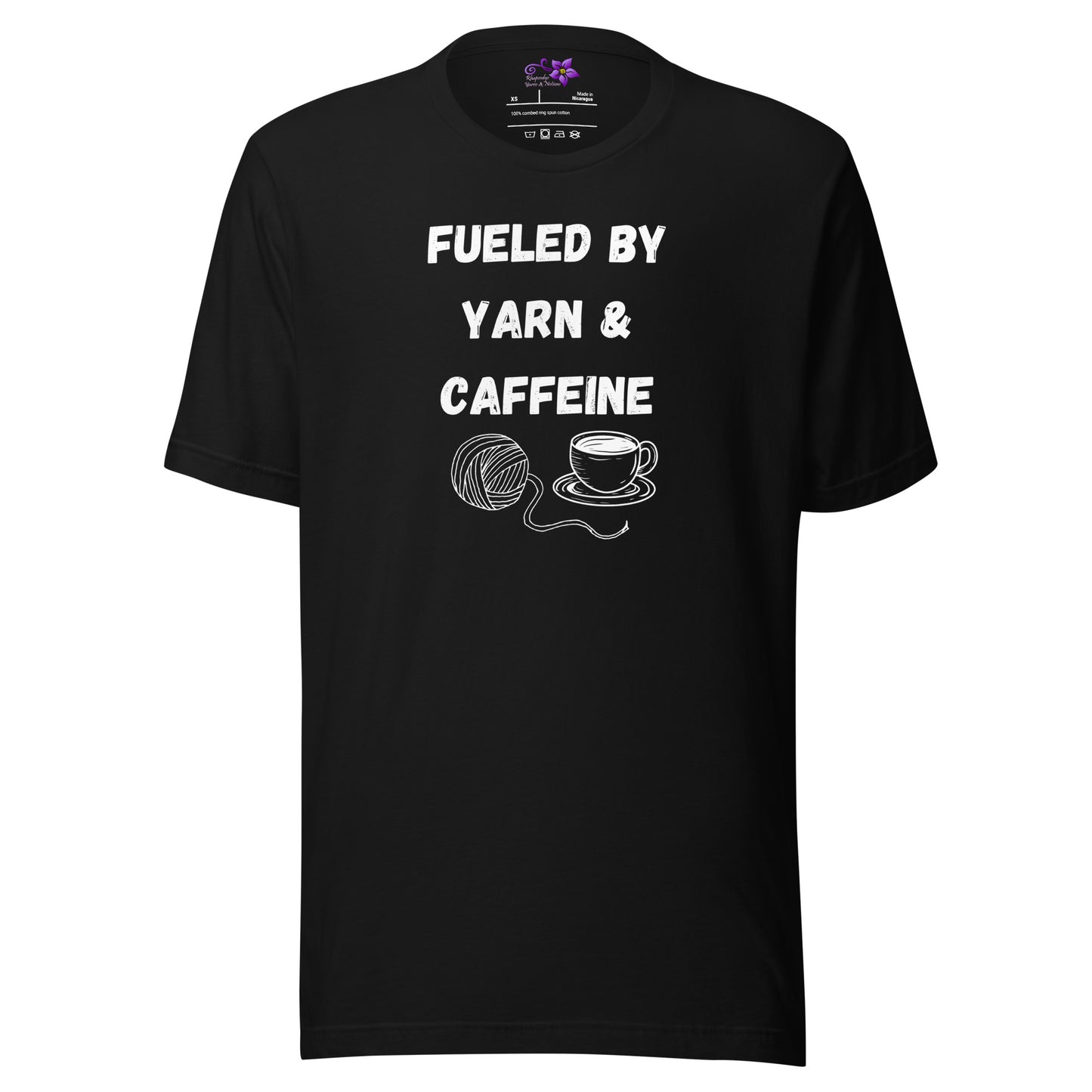 'Fueled by Yarn and Caffeine' Crew Neck T-Shirt