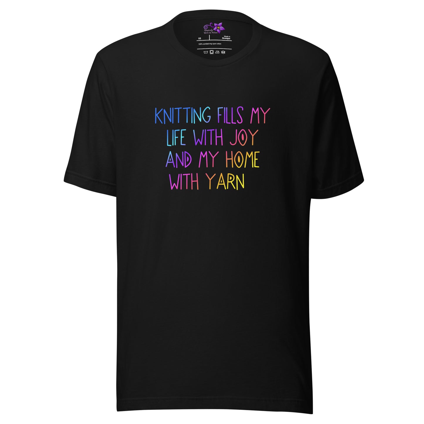 'Knitting fills my Life (swirl font)' Crew Neck T-Shirt