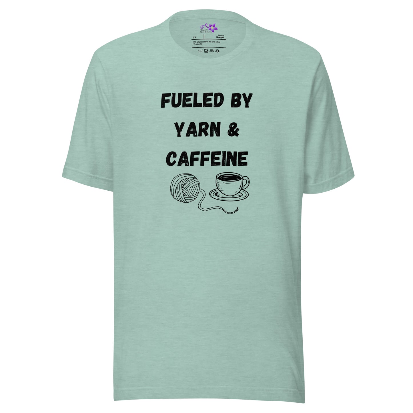 'Fueled by Yarn and Caffeine' Crew Neck T-Shirt