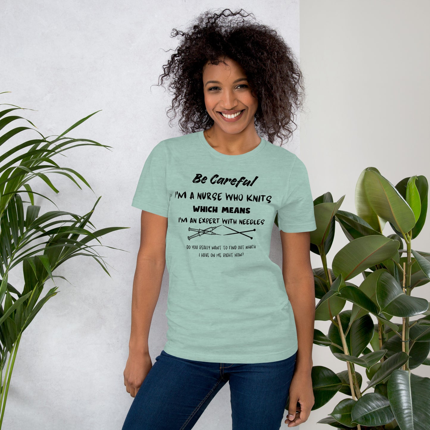 'Nurse Who Knits' Crew Neck T-Shirt