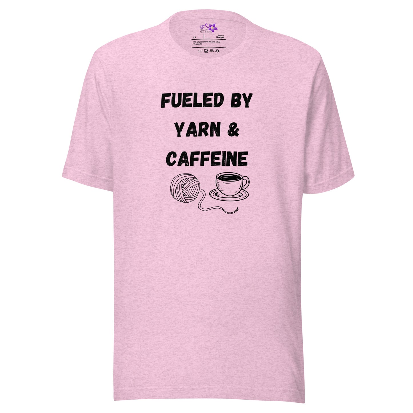 'Fueled by Yarn and Caffeine' Crew Neck T-Shirt