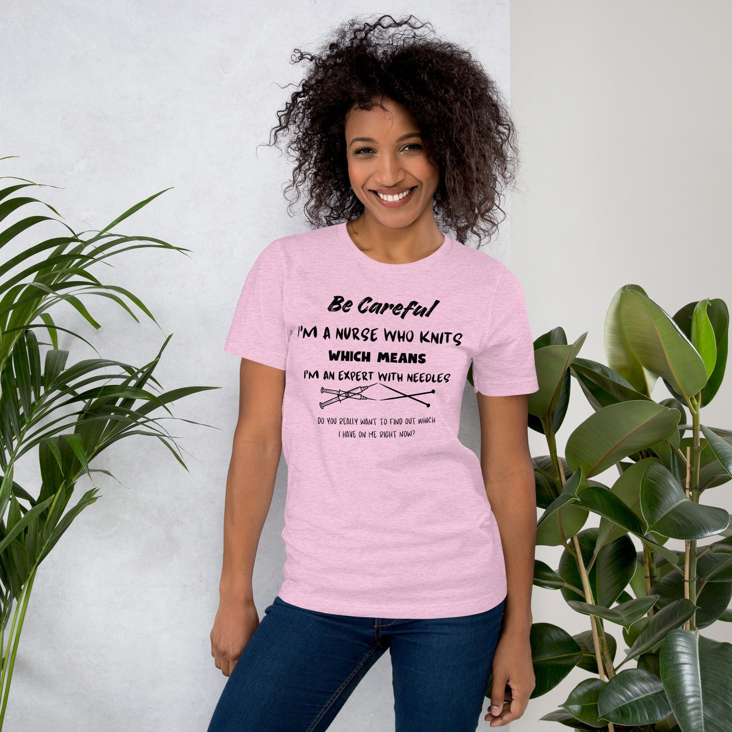 'Nurse Who Knits' Crew Neck T-Shirt