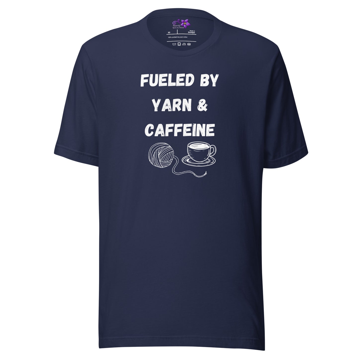 'Fueled by Yarn and Caffeine' Crew Neck T-Shirt