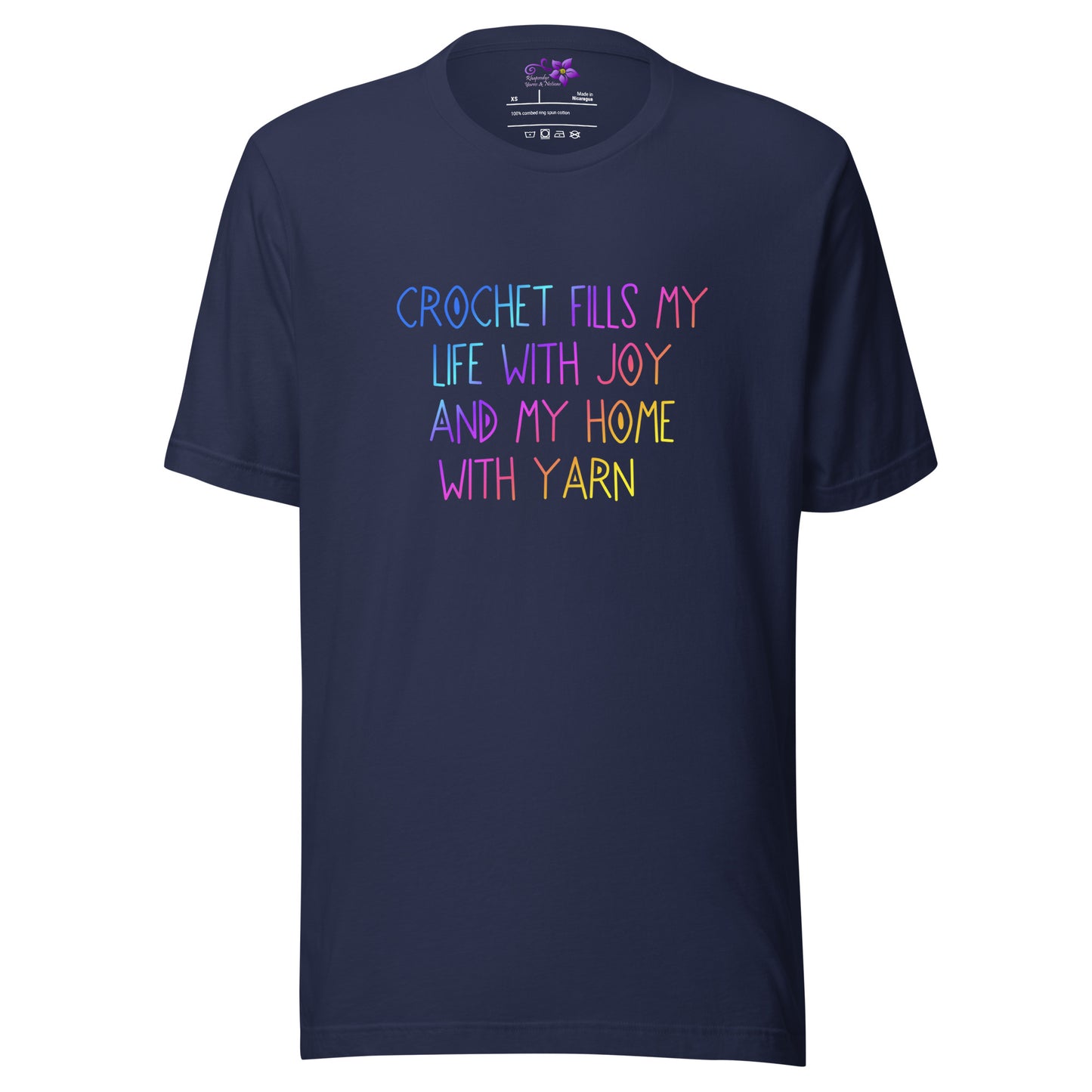 'Crochet fills my Life (swirl font)' Crew Neck T-Shirt