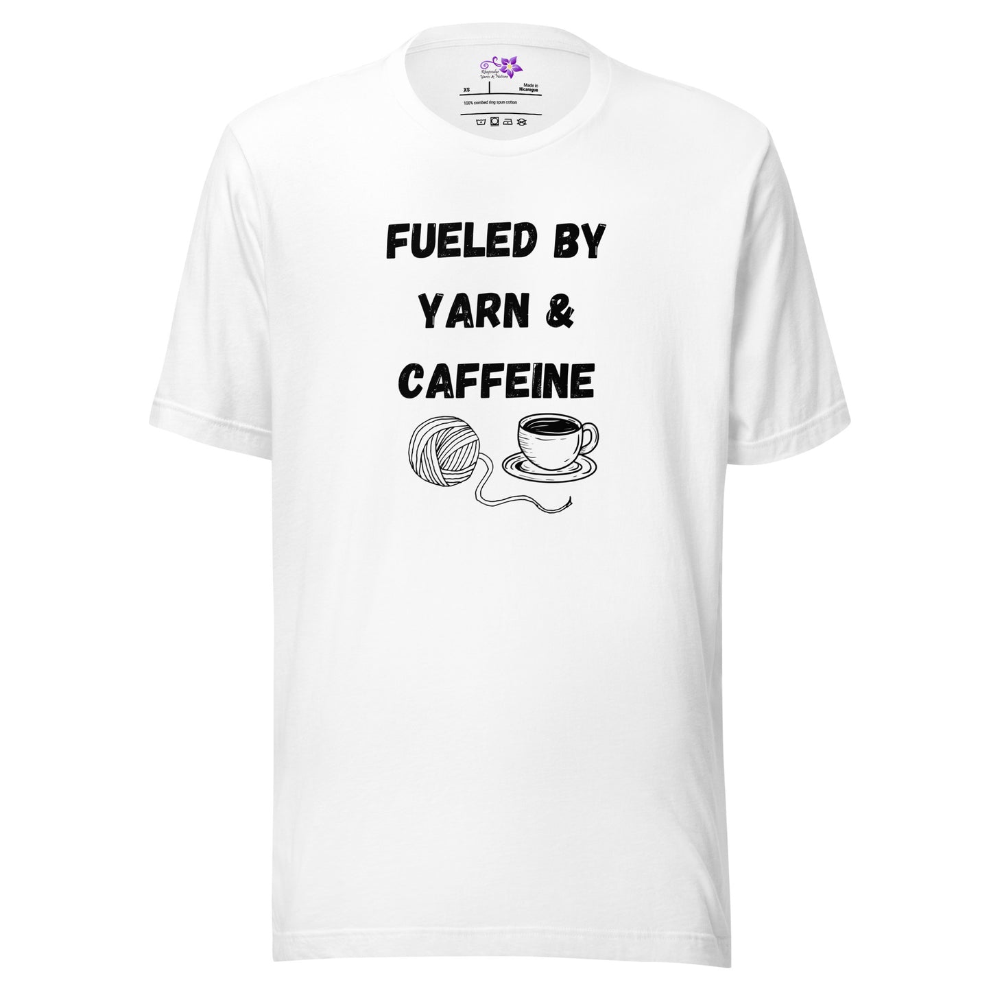 'Fueled by Yarn and Caffeine' Crew Neck T-Shirt