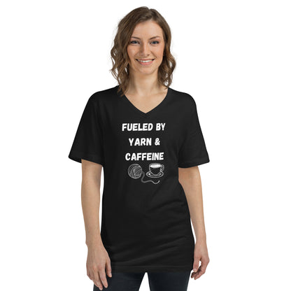 Fueled by Yarn and Caffeine V-Neck T-Shirt