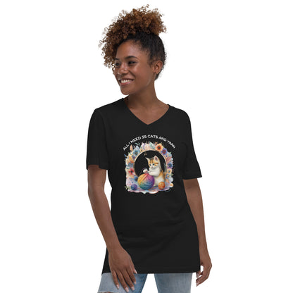 Cats and Yarn V-Neck T-Shirt