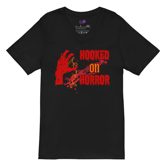 'Hooked on Horror' V-Neck T-Shirt