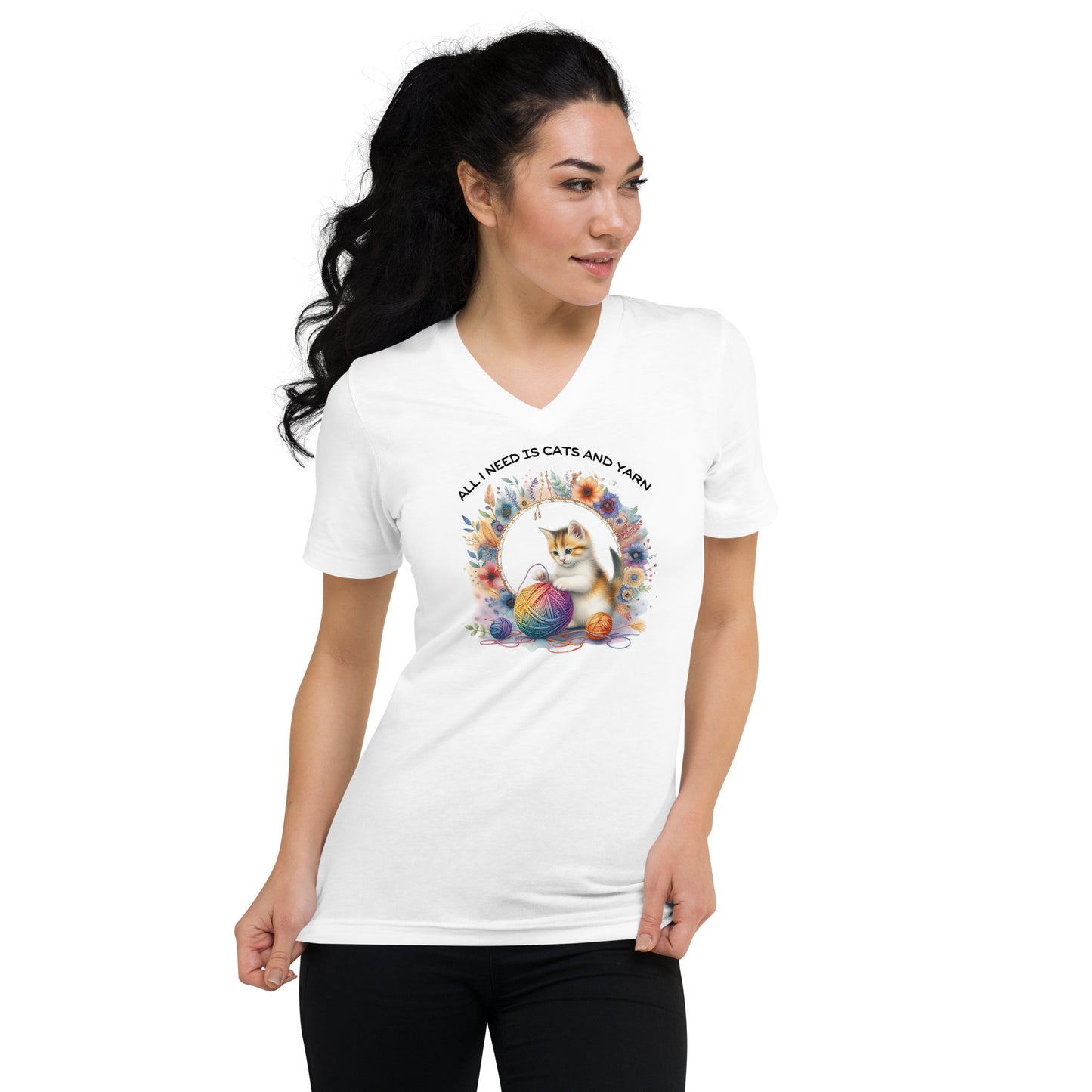 Cats and Yarn V-Neck T-Shirt