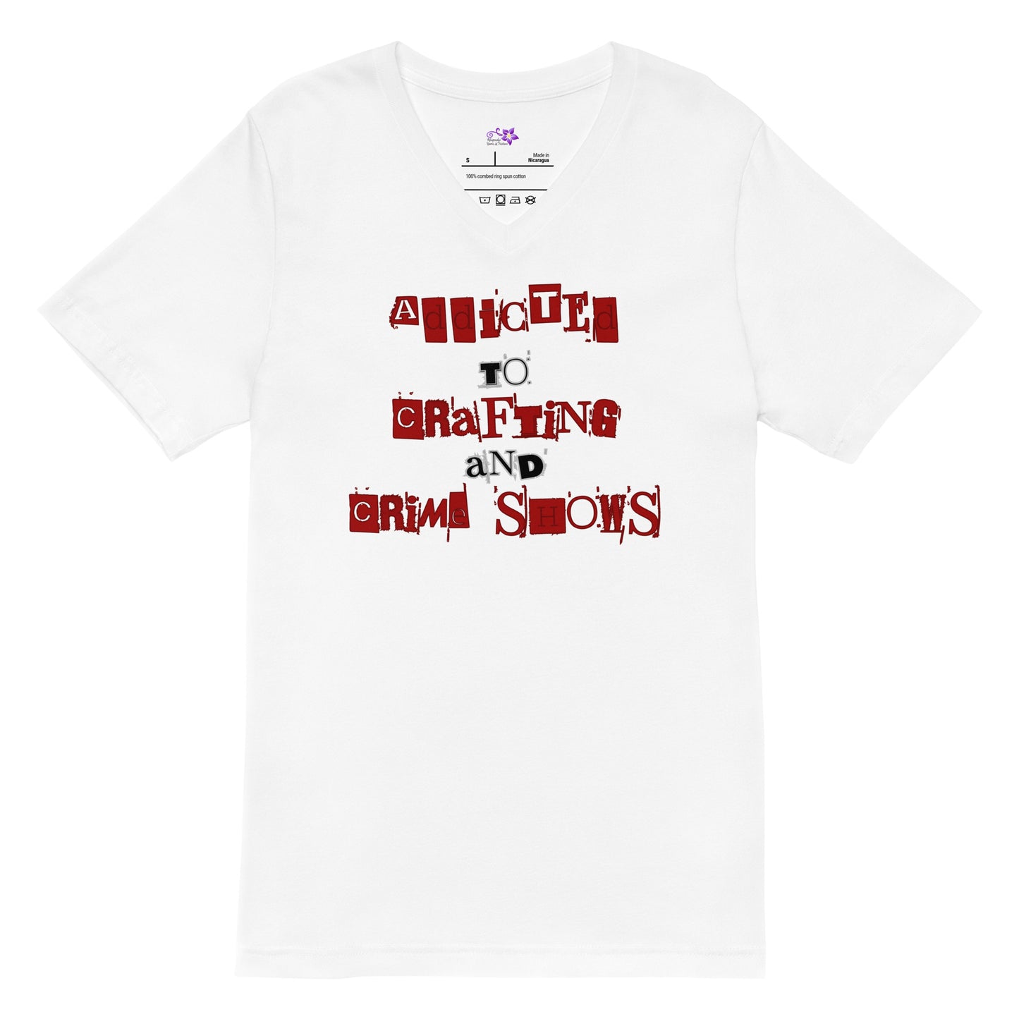 'Crafting and Crime Shows V-Neck T-Shirt