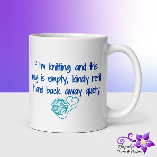 'Please refill - Knitting' White glossy mug