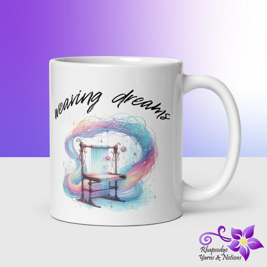 'Weaving Dreams' White glossy mug